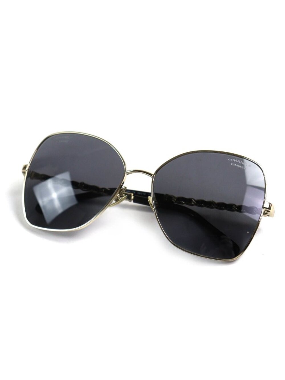 Chanel T 8 Butterfly Shape Sunglasses Eyewear with CC Logo Faux Pearl Chain